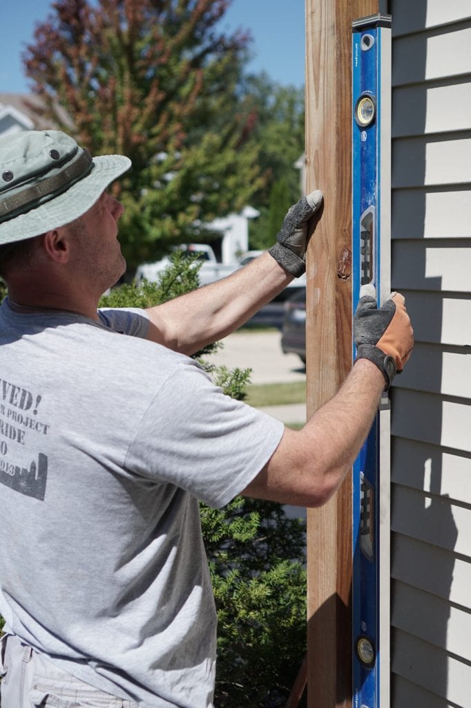 Checking Plumb Espalier Post