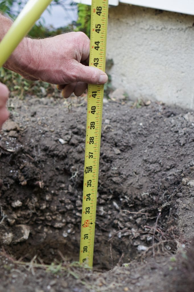 Measuring Espalier Post Hole