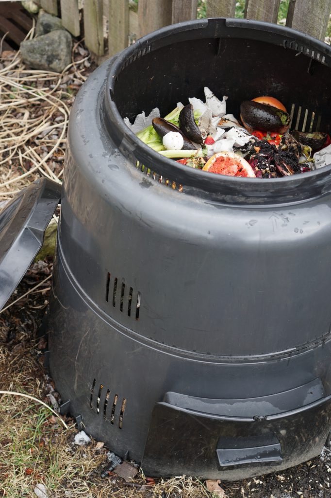 Earth Machine Composting scraps 