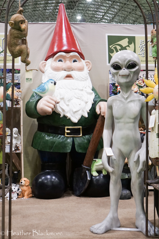 Alien and gnome garden art