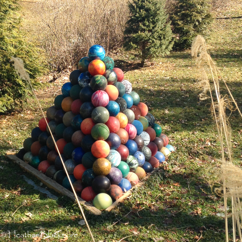 Bowling ball garden art