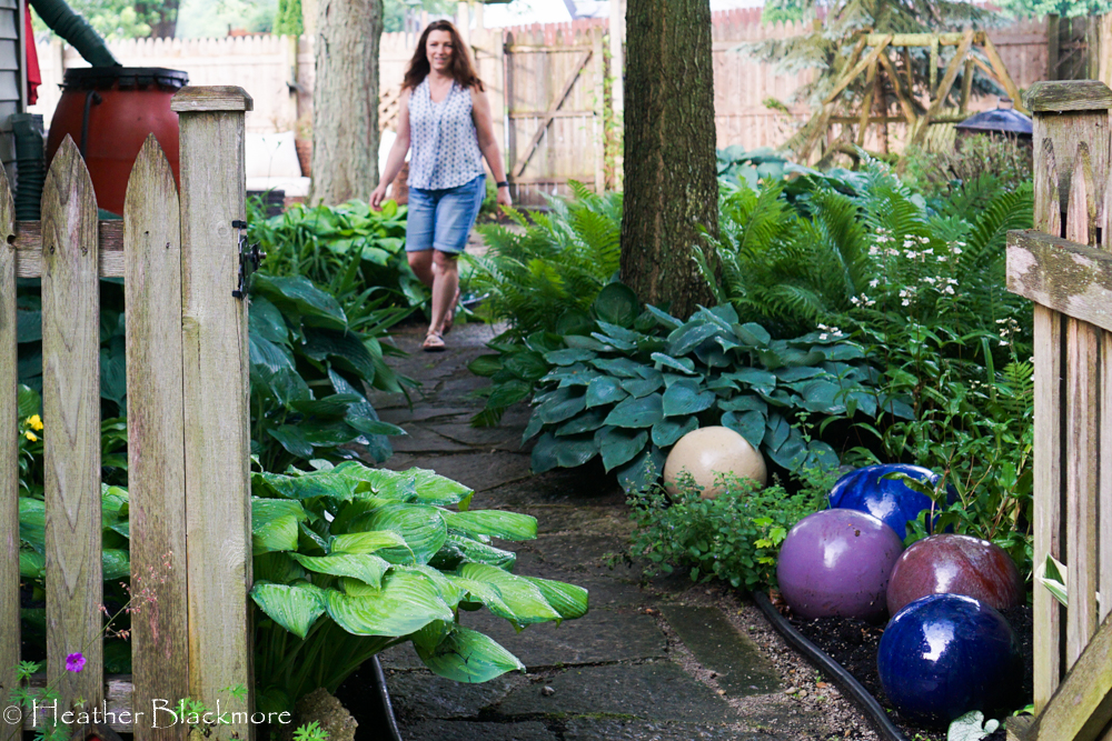 Bowling balls along path