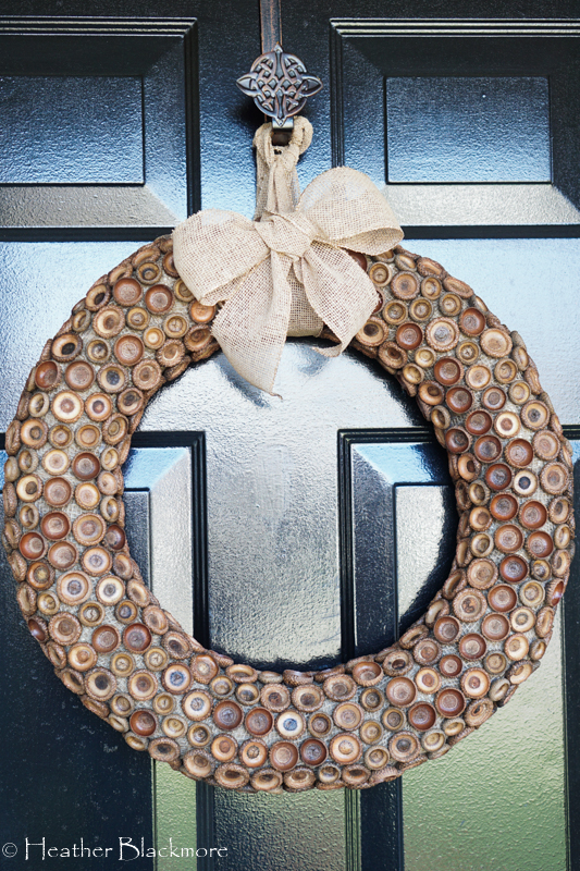 acorn cap wreath on door