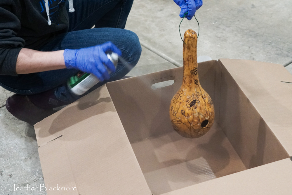 Spraying gourd with urethane