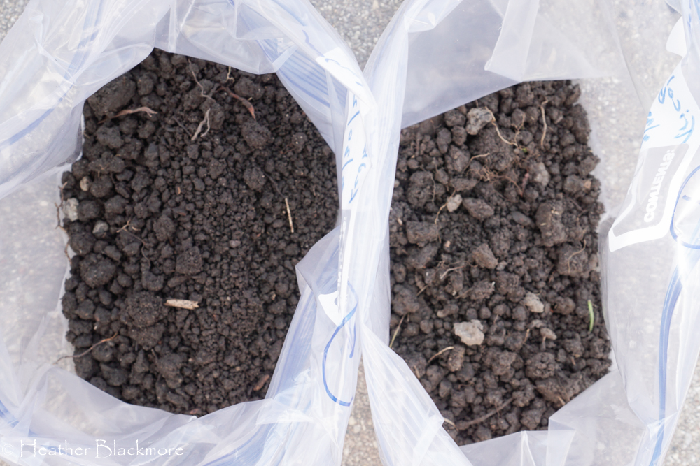 two soil test samples in baggies