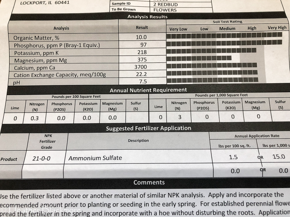 Redbud soil test results