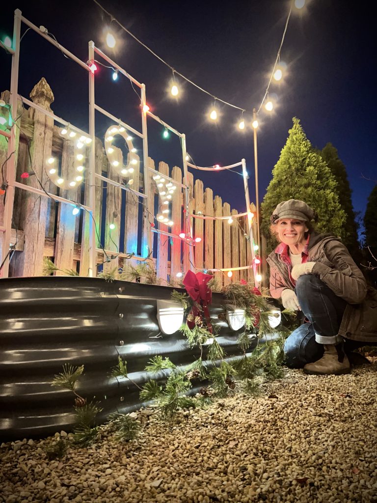 Me and my decorated raised bed